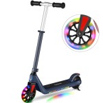 Caroma Electric Scooter for Kids Ages 6-8, Kick-Start Boost Kids Scooters for Boys/Girls, Max 6 Miles & 10 MPH, Electric Kick Scooter for Kid with Adjustable Height & Deck Lights, 120W