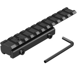 LONSEL Dovetail to Picatinny Rail Adapter 11mm Dovetail to 21mm Picatinny Rail Convert Mount - Low Profile Scope Riser Rail Adaptor - Base Mount 3/8 to 7/8 Converter (1 Pack - 11 Slots)