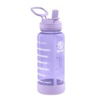 Takeya Tritan Motivational Water Bottle with Flip Straw Lid - Durable, BPA-Free -With Time Marker - Leakproof & Bumper - 32 oz, Vivacity Purple