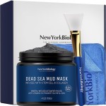 New York Biology Dead Sea Mud Mask for Face & Body | with Stem Cell and Collagen | Face Mask, Brush Applicator, Towel | Spa Quality Pore Refiner for Oily Skin | Natural Skincare for Women & Men | 4 oz