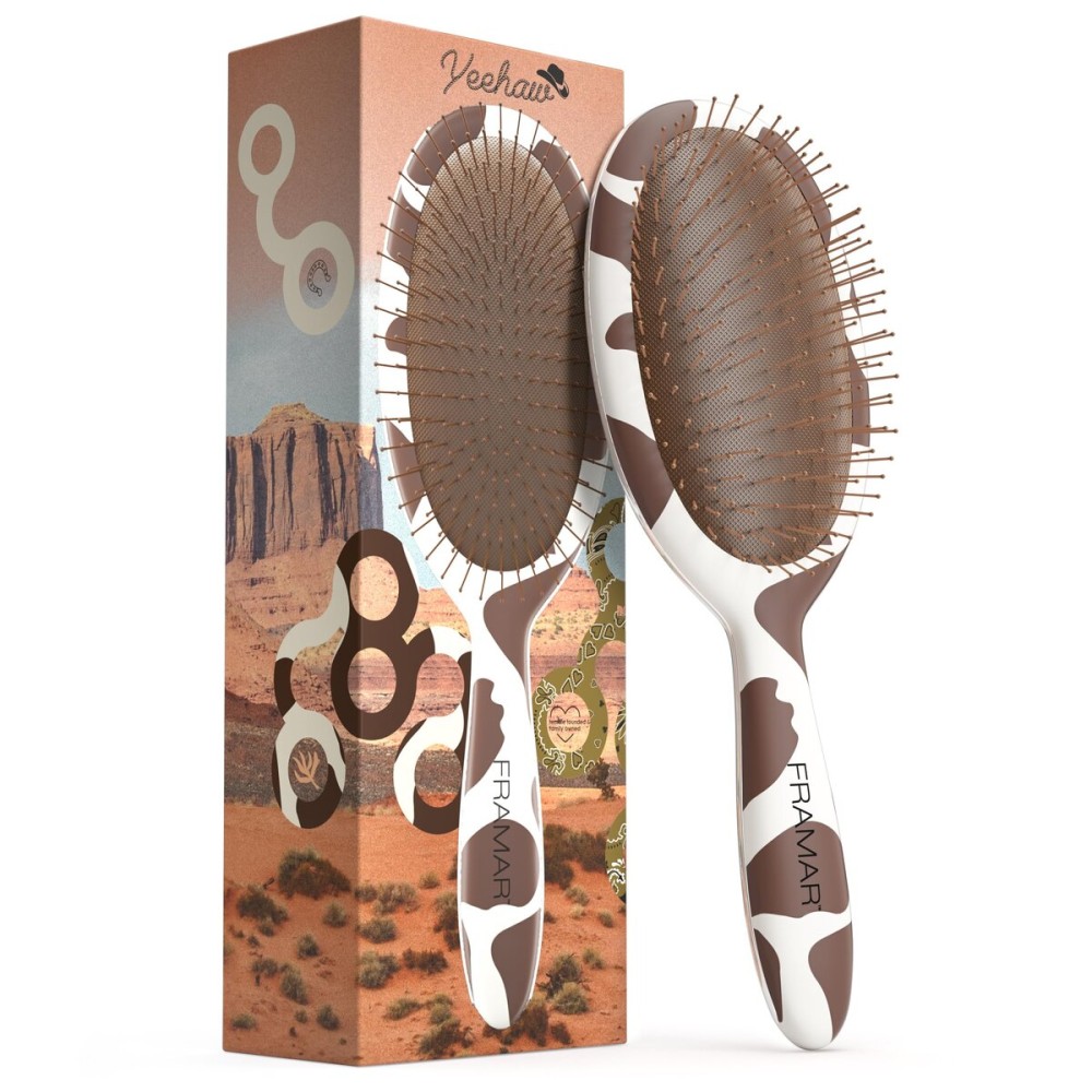 FRAMAR Cow Print Hair Brush Detangler, Detangling Hairbrush For Women, Wet Hair Brush For Girls, Hair Detangler Brush, Wet Hairbrush, Hairbrushes, Girls Hairbrush Detangler, Reduces Frizz - Cow Print
