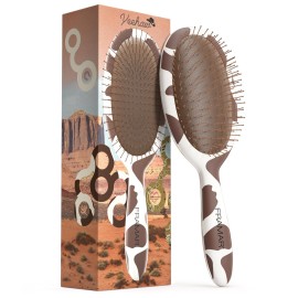 FRAMAR Cow Print Hair Brush Detangler, Detangling Hairbrush For Women, Wet Hair Brush For Girls, Hair Detangler Brush, Wet Hairbrush, Hairbrushes, Girls Hairbrush Detangler, Reduces Frizz - Cow Print