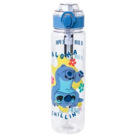 Silver Buffalo Disney Lilo and Stitch Aloha Chillin\' Hydration Tracker Schedule Plastic Water Bottle with Locking Lid and Strap, 33 Ounces