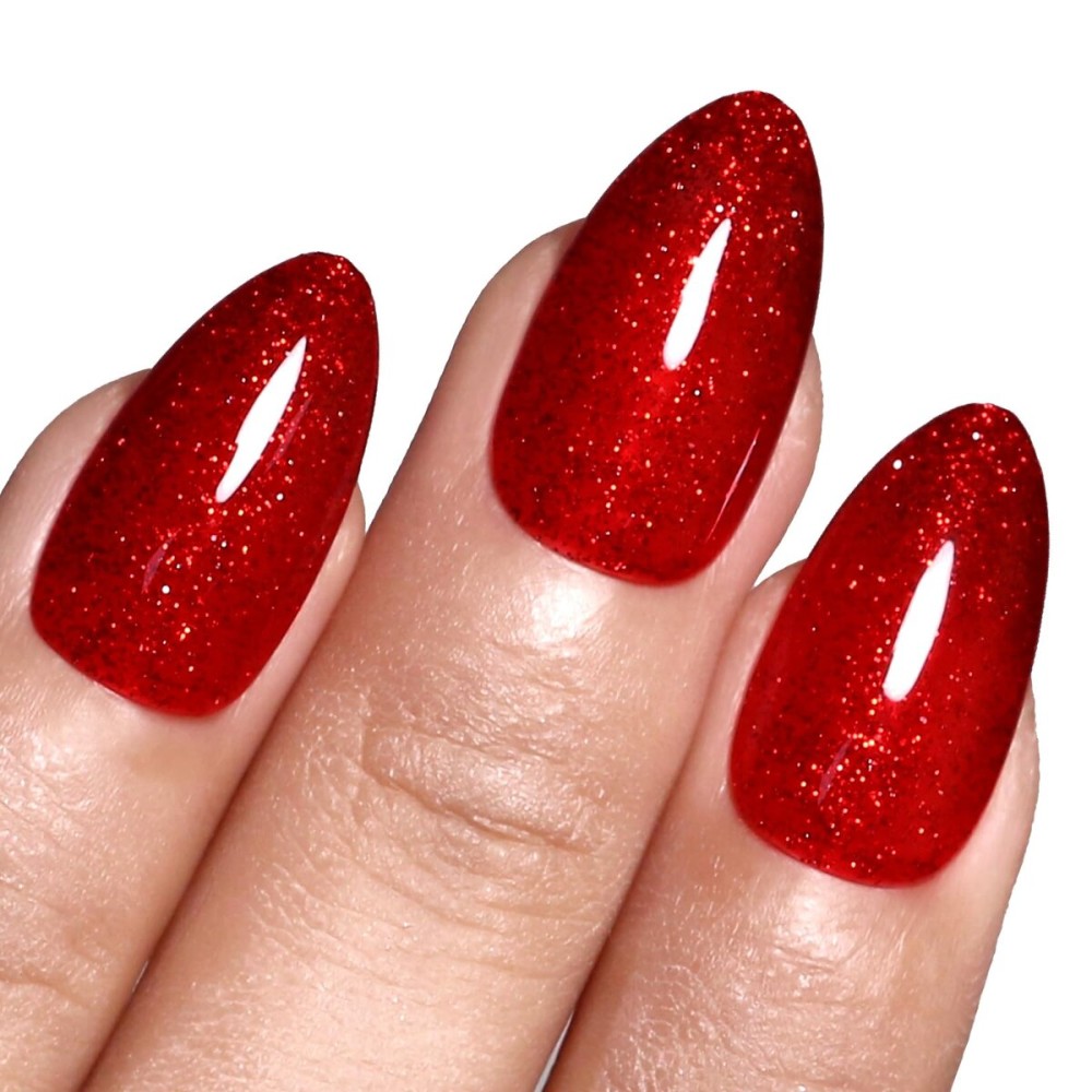 Imtiti Glitter Gel Nail Polish, 0.5 Fl Oz Christmas Red Glitter Gel Polish Soak Off LED U V Shimmer Sparkle Nail Gel Polish Fall Winter DIY Nail Art Starter Manicure Salon for Women Girls
