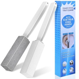 Laiyeoy Toilet Bowl Cleaner Pumice Stone -Hard Water Stain Remover, Powerfully Removes Toilet Bowl RingsRust &LimeIdeal for Toilet Brush/BBQ Grills/Sink/Pool/Bathroom2Pack (Extra Long Handle)