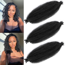 18 Inch Pre-Separated Springy Afro Twist Hair 3 Packs Black Pre-Fluffy Natural Curls are Perfect for Marley Crochet Hair Suitable for Black Women (1B, 18 Inch (Pack of 3))