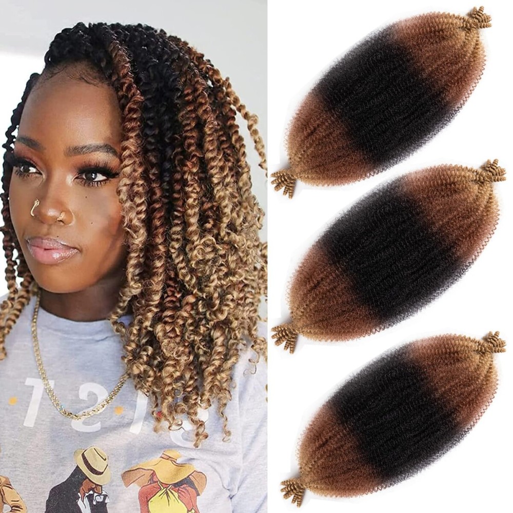 3 Packs Pre-Separated Springy Afro Twist Hair Suitable for Damaged Soft Locs Synthetic Marley Twist Braiding Hair (1B/30/27, 18 Inch (Pack of 3))