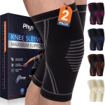 PhysFlex Knee Brace for Pain Relief - 2 Pack Knee Compression Sleeves for Men and Women - Support for Weightlifting, Gym, Workout, Volleyball - Meniscus Tear, ACL, Arthritis