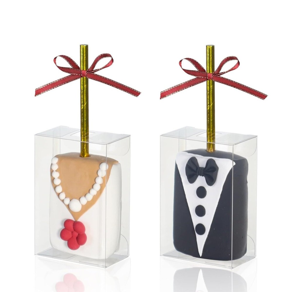 RomanticBaking 37 PCS 3.5x 2.4x 1.38Clear Rice Krispie Treat Boxes with Hole for Cakesickle, Small Macaron, Candy,& Treat Boxes Party Favors