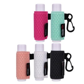 HEYSKAY 5PCS Lip Balm Holder Lip Gloss Sleeves Keychain Lipstick Holder Keychain Chapstick Elastic Sleeves(Fleshpink/Aqua/White/Rose/Black)