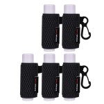 HEYSKAY 5PCS Lip Balm Holder Lipstick Sleeves Keychain Lip Gloss Holder Keychain Chapstick Elastic Sleeves(Black x5)