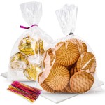 LOKIQNG Cellophane Bags Plastic Treat Bag Clear Cookie Candy Bags with Twist Ties for Party Favor Bag(200PACK, 4x6inch)