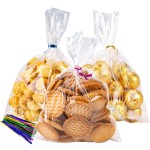 LOKIQNG Cellophane Bags Plastic Treat Bag Clear Cookie Candy Bags with Twist Ties for Party Favor Bag(100 Pack, 5x7inch)