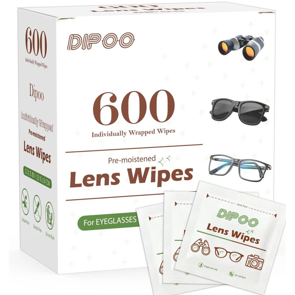 600 Count Lens Wipes for Eyeglasses, Eye Glasses Cleaner Wipes Pre-moistened Individually Wrapped Sracth-Free Streak-Free Eyeglasses Cleaning for Sunglass, Camera Lens, Goggles