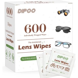600 Count Lens Wipes for Eyeglasses, Eye Glasses Cleaner Wipes Pre-moistened Individually Wrapped Sracth-Free Streak-Free Eyeglasses Cleaning for Sunglass, Camera Lens, Goggles