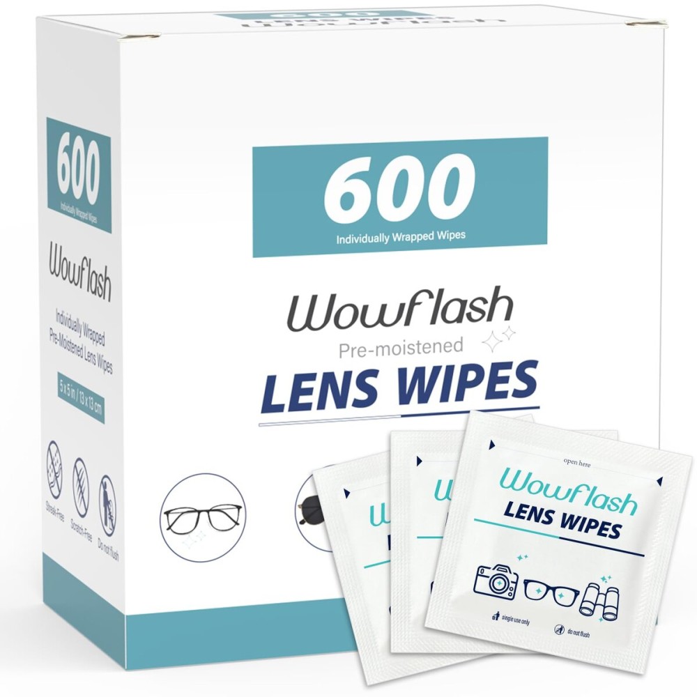 600 Count Lens Wipes for Eyeglasses, Eyeglass Lens Cleaning Wipes Pre-moistened Individually Wrapped Sracth-Free Streak-Free Eye Glasses Cleaner Wipes for Sunglass, Camera Lens, Goggles