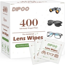 400 Count Lens Wipes for Eyeglasses, Eye Glasses Cleaner Wipes Pre-moistened Individually Wrapped Sracth-Free Streak-Free Eyeglasses Cleaning for Sunglass, Camera Lens, Goggles