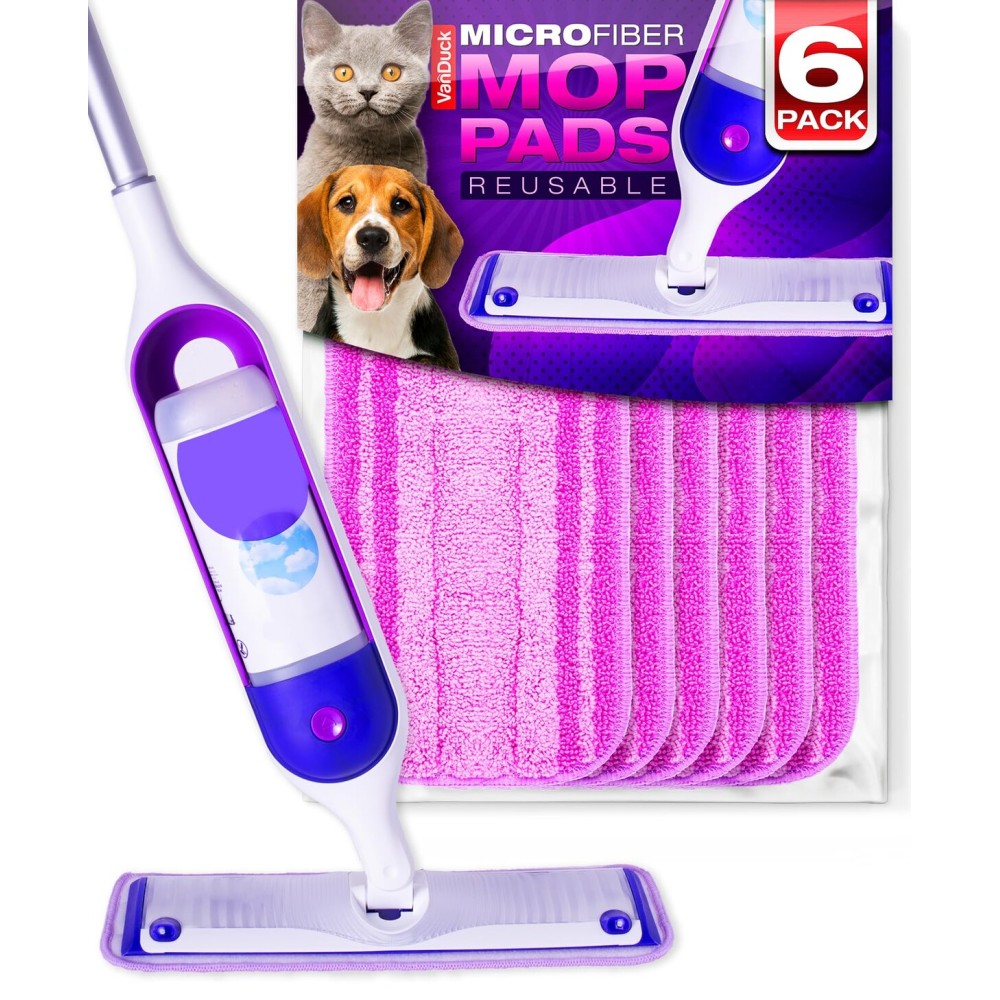 VanDuck Reusable Mop Pads Compatible with Swiffer PowerMop (6 Pack) - Multi-Surface Mopping Pad Refills for Hardwood Floor Cleaning