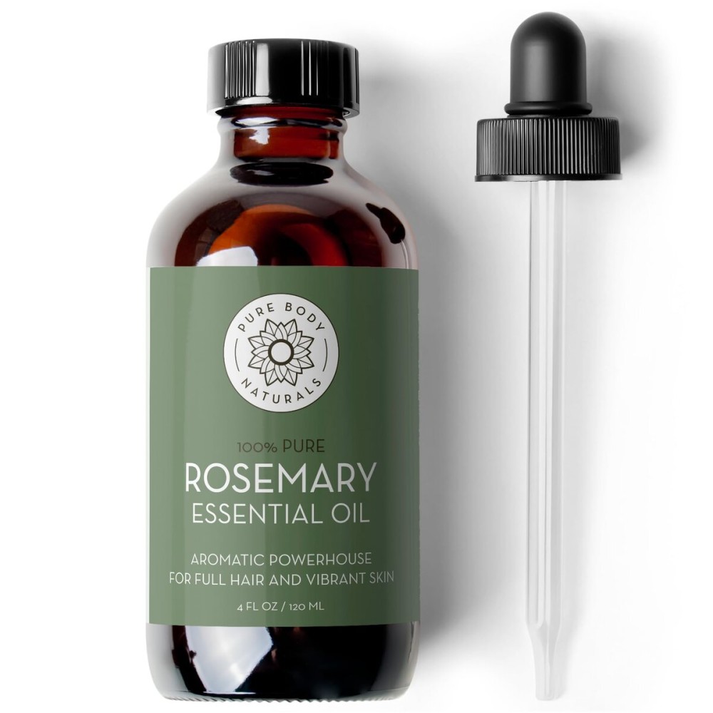Pure Body Naturals - 100% Pure Rosemary Essential Oil, Steam-Distilled for Aromatherapy, Scalp Massage & DIY Blends, 4 fl oz