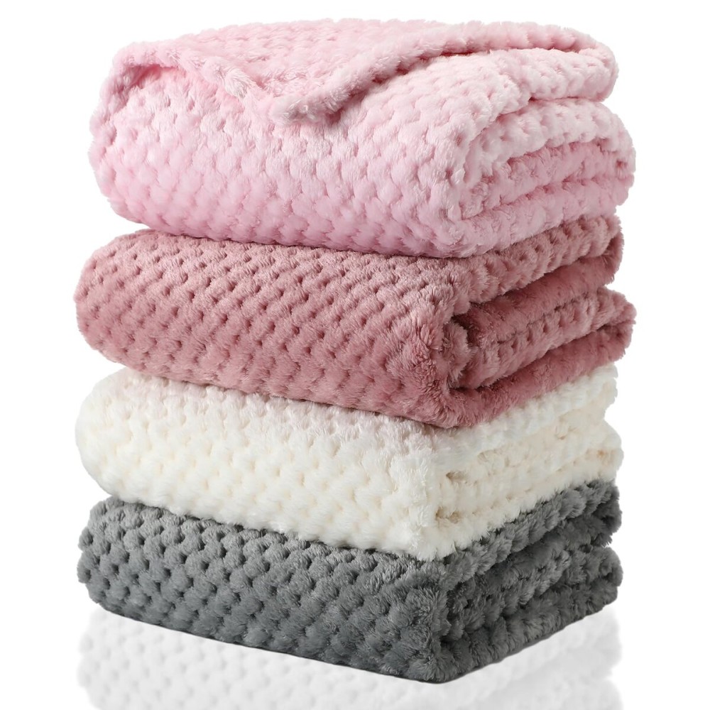 Frienda 4 Pcs Baby Fuzzy Blanket Fluffy Baby Blanket for Boys Girls Soft Warm Infant Newborn Toddler Receiving Nursery Bed Supplies, 32 x 24 Inch(Lovely Color)