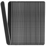 Emery Board Nail Files (24 Pack), 100/180 Grit Wooden Nail File for Natural Nails, 7 Inches Emory Filers Manicure Tool Set Disposable Nail File for Home Salon Black