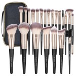 MAGEFY Makeup Brushes, 22 Pcs Professional Premium Synthetic Makeup Brush Set with Case, Foundation Eyeshadow Brush Travel Make up Brushes Set (Blackgold)
