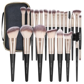 MAGEFY Makeup Brushes, 22 Pcs Professional Premium Synthetic Makeup Brush Set with Case, Foundation Eyeshadow Brush Travel Make up Brushes Set (Blackgold)