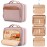 Travel Hanging Toiletry Bag for Women, with Jewelry Organizer Compartment, Medium Waterproof Hanging Makeup Accessories, Cosmetic Essentials, Toiletries Dopp Kit Set with Trolley Belt, Baby Pink