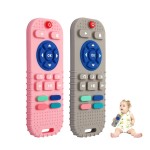 Hooku 2 Pack Silicone Teething Toys for Babies 0-6 Months, Teethers for Babies 6-12 Months, Remote Teether for Baby, Sensory Toys for Babies, Baby Chew Toys