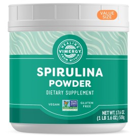 Vimergy Spirulina Powder, 166 Servings - Value Size - Greens Powder - Nutrient Dense Blue-Green Algae Superfood for Smoothies & Juices - Immune Support - Non-GMO, Gluten-Free, Vegan & Paleo - 500g