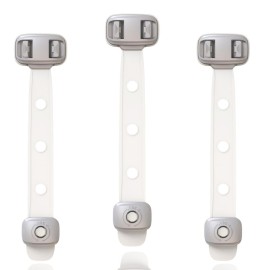 Baby Proofing Child Safety Locks(3 PCS) - Cabinet Locks for Babies,3M Adhesive Cabinet Latches, Multi-Purpose for Fridge Drawers,Ovens Toilet Seats,Trash Can, No Drilling (3 Count)