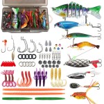 SMMYMGF Fishing Lures Tackle Box Kit,Saltwater Freshwater Fishing Gear and Equipment,Including Bionic Swimbait,Top Water baits,Soft Plastic Baits, Accessories etc for Bass,Trout, Salmon.