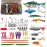SMMYMGF Fishing Lures Tackle Box Kit,Saltwater Freshwater Fishing Gear and Equipment,Including Bionic Swimbait,Top Water baits,Soft Plastic Baits, Accessories etc for Bass,Trout, Salmon.