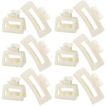 Hair Accessory Set for Women and Girls - 6 Large Rectangle Clips for Thick Hair, 6 Small Clips for Thin Hair (White)