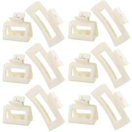 Hair Accessory Set for Women and Girls - 6 Large Rectangle Clips for Thick Hair, 6 Small Clips for Thin Hair (White)