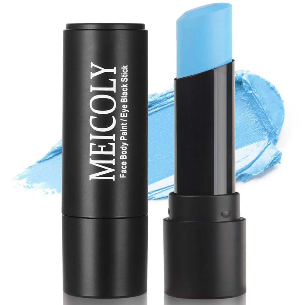 MEICOLY Light Blue Eye Black Stick,Waterproof Baseball Softball Football Lacrosse Stick,Pale Blue Face Body Paint Stick for Halloween SFX Cosplay Corpse Bride Avatar Sally Makeup