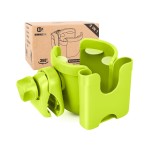 Universal Stroller Cup Holder with Mobile Phone Case, 2-in-1 Strollers Storage Rack, 360 Degrees Rotation Drink Holder for Bike, Pushchair, Wheelchair, Walker,Bicycle, Fits Most Cups (Green)