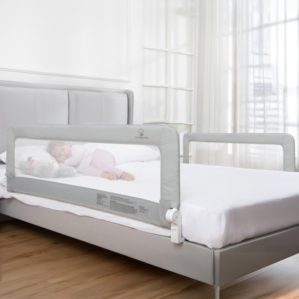 ComfyBumpy 2-Pack Bed Rail for Toddlers 55.5 L x 19.5 H | Toddler Bed Rails for Twin, Full, Queen & King Mattress Size | Swing Down Rail Guard | Mattress Side Rail for Kids | Gray