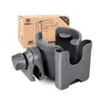Universal Stroller Cup Holder with Mobile Phone Case, 2-in-1 Strollers Storage Rack, 360 Degrees Rotation Drink Holder for Bike, Pushchair, Wheelchair, Walker,Bicycle, Fits Most Cups (Gray)