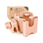 Universal Stroller Cup Holder with Mobile Phone Case, 2-in-1 Strollers Storage Rack, 360 Degrees Rotation Drink Holder for Bike, Pushchair, Wheelchair, Walker,Bicycle, Fits Most Cups (Pink)