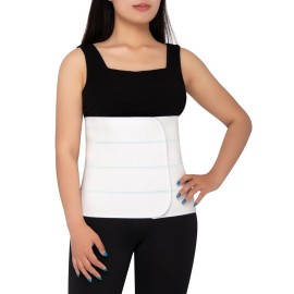S Abdominal Binder Post Surgery for Men and Women, 12 High Postpartum Tummy Tuck Belt Provides Bariatric Stomach Compression, High Elasticity, Breathable - (30 - 45) 4 PANEL White
