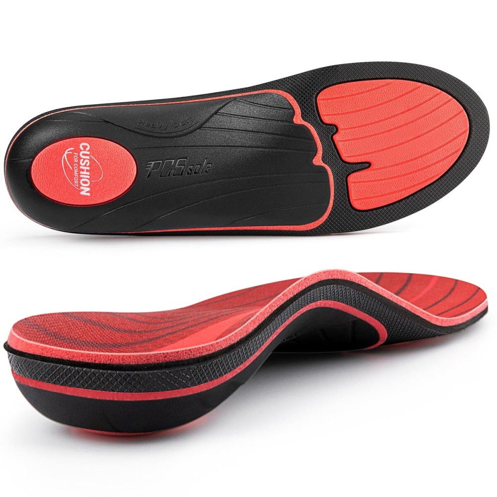 PCSsole Work Comfort Orthotic Insoles - 220+ lbs Heavy Duty High Arch Support Inserts with Shock Absorption - Foot Pain Relief for Plantar Fasciitis - Anti Fatigue - Work Boot Shoe Insoles Men Women