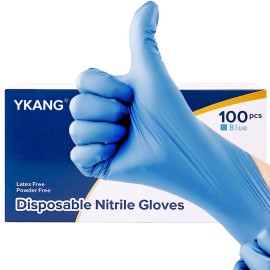 YKANG Nitrile Gloves,Blue Disposable Gloves Latex Free 100 PCS,Cooking Gloves,Food Prep,Household Cleaning Gloves(XL)