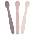 WeeSprout Silicone Baby Spoons - First Stage Infant Feeding Utensils With Soft-Tip, Bendable Kitchenware for Parent & Self-Feeding, Ultra-Durable, Dishwasher Safe, Travel Case, Set of 3