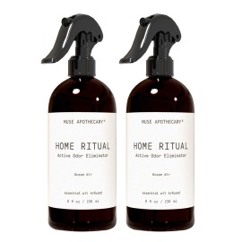 Muse Apothecary Home Ritual Active Odor Eliminator Spray - Furniture Deodorizer Spray & Bathroom Odor Eliminator for Home - Essential Oil Air Freshener - 8oz, Ocean Air