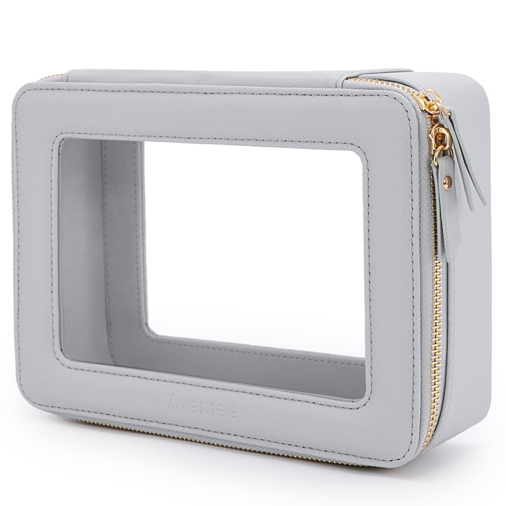 Aveniee Clear Makeup Bag Organizer,Large Travel Toiletry Bag for Women, Waterproof Cosmetic Pouch with Zippers,Car Organizers and Storage Case for Accessories,Blue