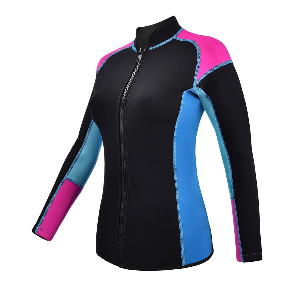 REALON Wetsuits Top Jacket Women Men 2mm Neoprene Long Sleeve Shirt 3mm Front Zipper Vest Wet Suit Keep Warm for Adult Youth Kids Diving Surf Swim Water Sports