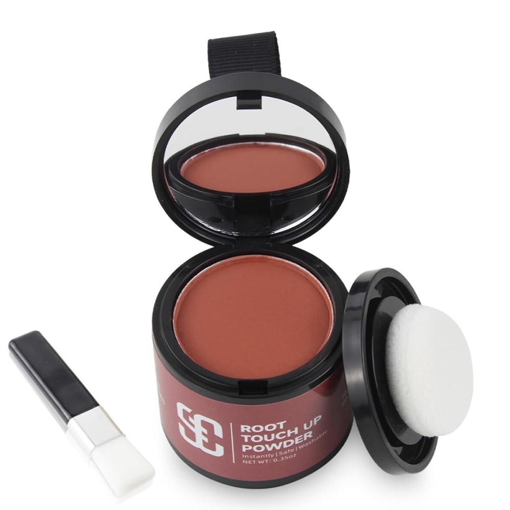 SOVONCARE Hairline Powder - Root Touch Up & Gray Hair Concealer for Men and Women, Instantly Covers Thinning Hair and Bald Spots, Natural-Looking Coverage Red Brown 0.35 oz