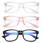 AZorb 3Pack Blue Light Blocking Glasses for Kids TR90 Unbreakable Computer Screen Glasses for Boys & Girls - 3 Pack(Transparent Pink+Transparent+Black)