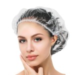 Auban Disposable Shower Caps, Plastic Clear Hair Cap